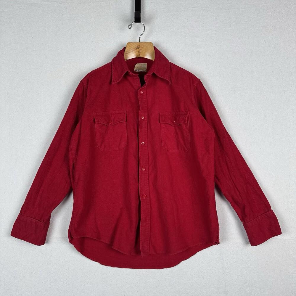 Vintage Melton‎ Deerskin Chamois Flannel Shirt Adult Medium Red 46”